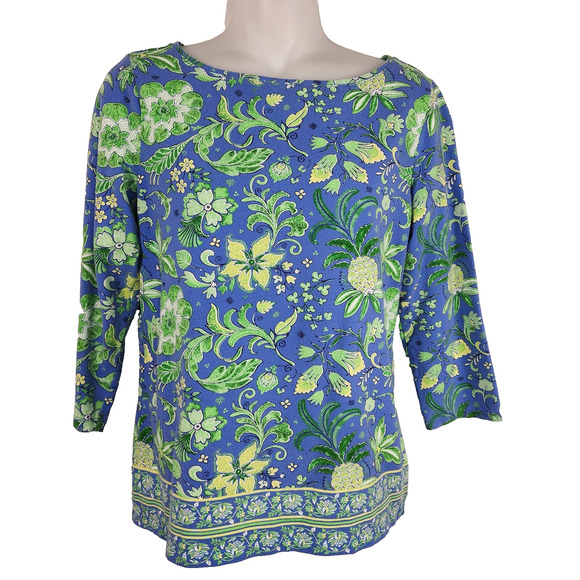Talbots Blue Ruffled Tees Talbots | Tops | Talbots Womens Bateau Neck Tee Whimsical Floral Small ...